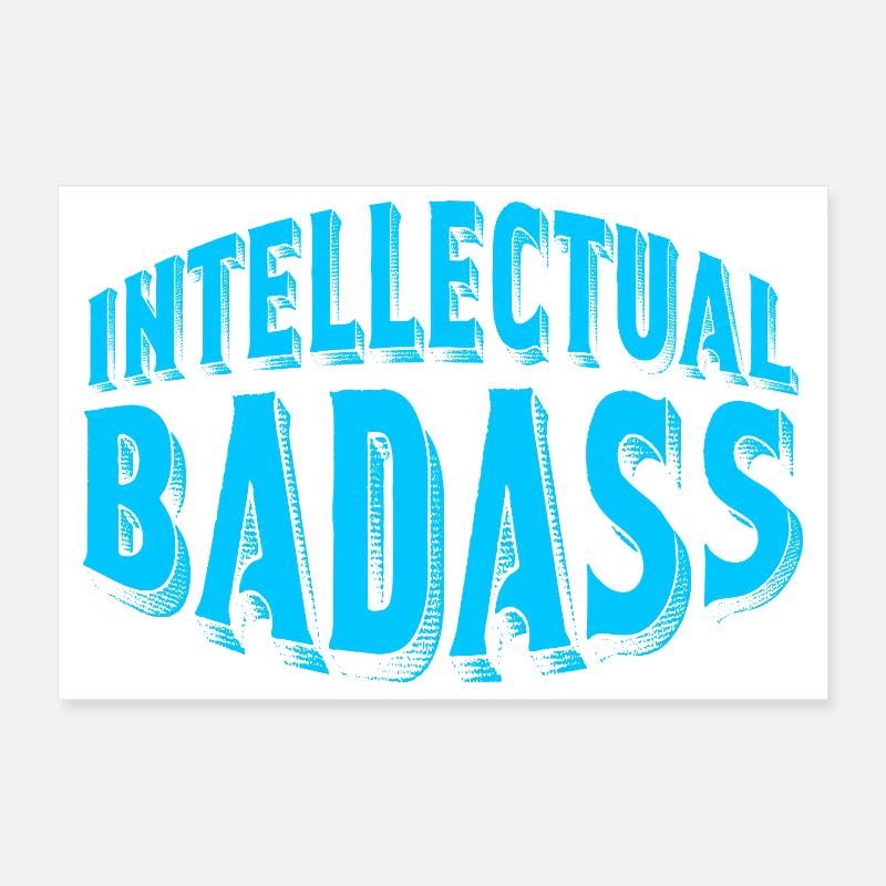 Intellectual Badass Blue Retro Typography Art Poster 30x20 cm