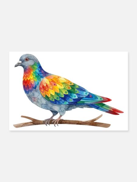 Regenbogenvogel - Poster 30x20 cm - Weiß - Vorne