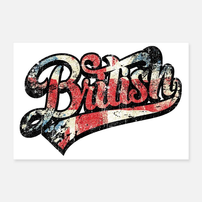 British Pride Distressed Script Tee Poster 12" x 8" (30x20 cm)
