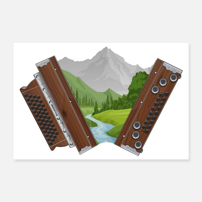 Accordéon de Styrie Gebirgsbach | Ziach ON ! - Poster 30 x 20 cm - blanc