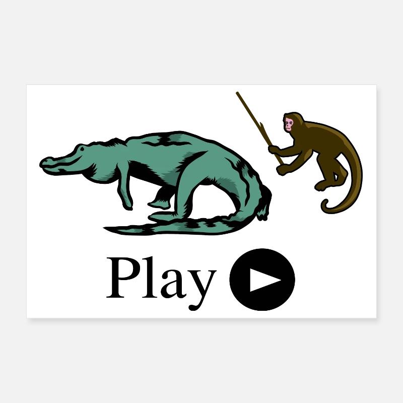Singe et crocodile Poster 30 x 20 cm