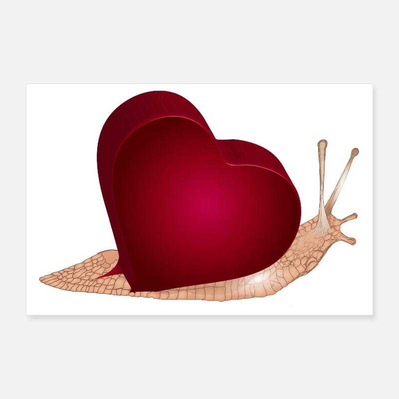 Snail with red heart as a snail shell Poster 12" x 8" (30x20 cm)