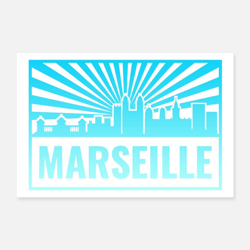 Rayons de soleil de la Skyline de Marseille Poster 30 x 20 cm