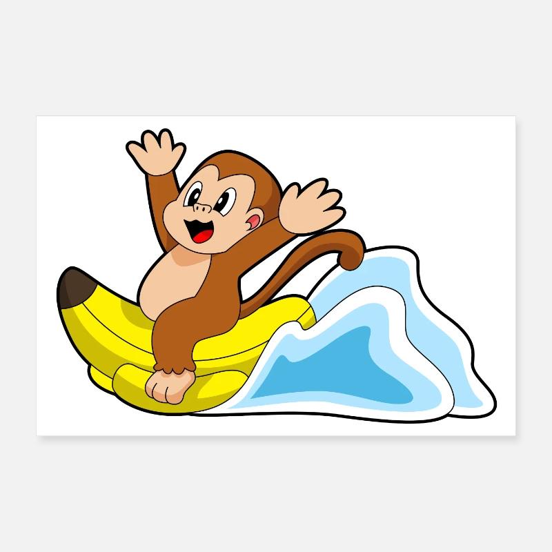Affe Banane Poster 30x20 cm