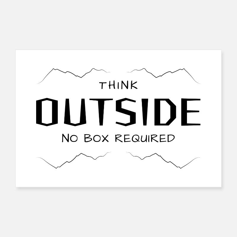 Think Outside - Lateral thinking without a box. - Poster 12" x 8" (30x20 cm) - white