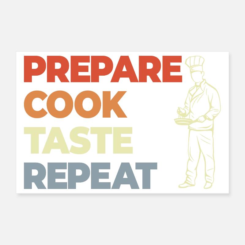 Préparer Cuire Goûter Répéter Poster 30 x 20 cm