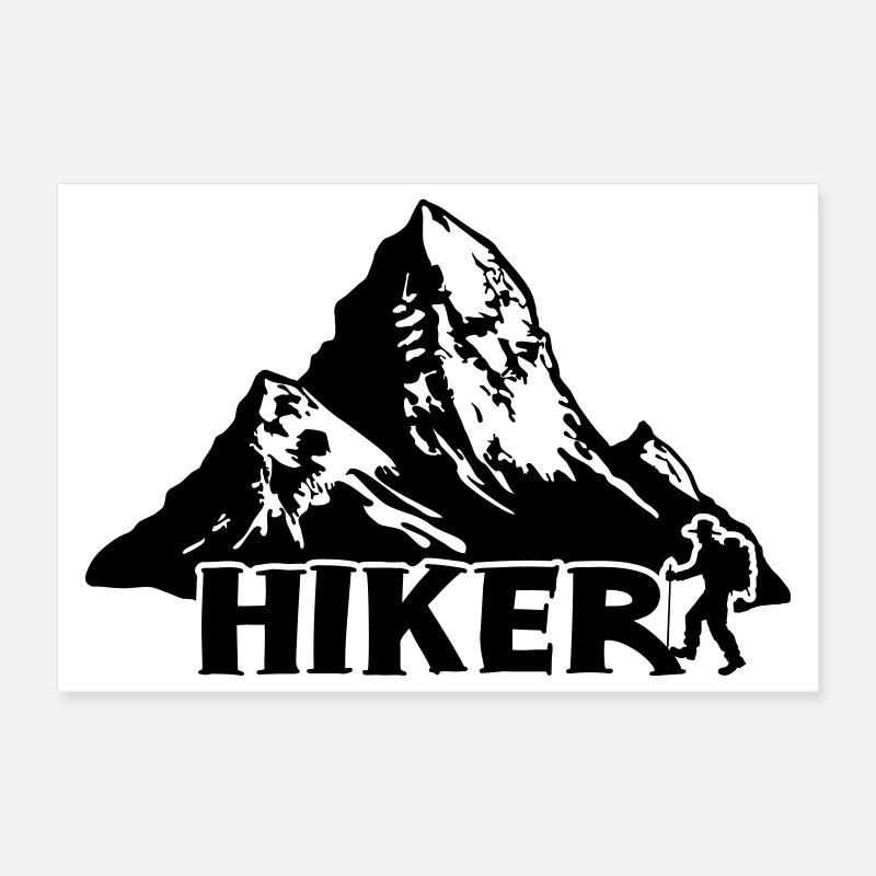 Hiker - Mountain Hike [Black] Poster 12" x 8" (30x20 cm)