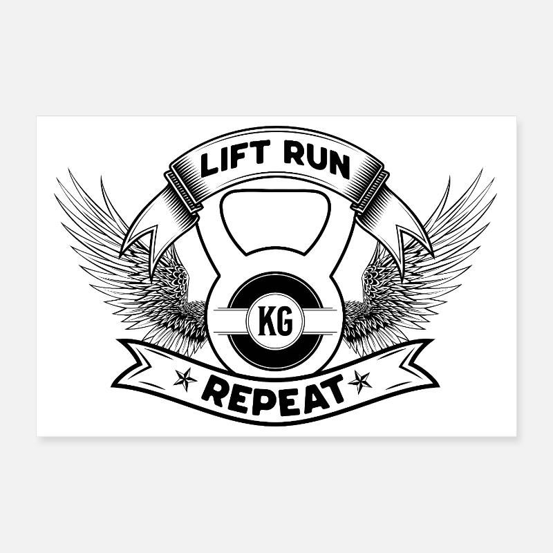 Répétition de la course d’ascenseur – Kettlebell Wings Tee Poster 30 x 20 cm