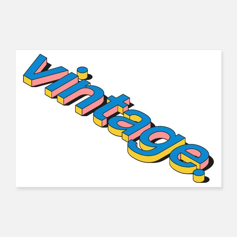 Vintage Retro 3D Typography Design Poster 30x20 cm
