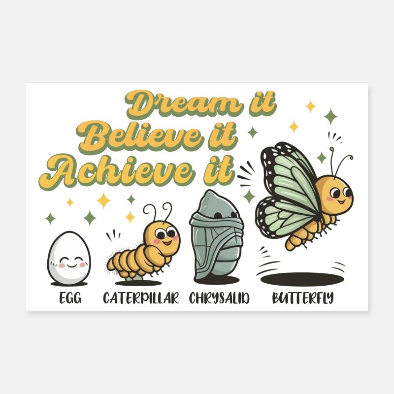 Chenille Schmetterling Schule Evolution Geschenk Poster 30x20 cm
