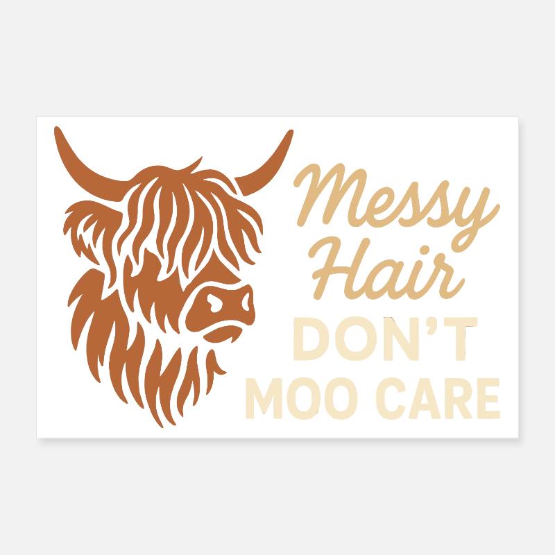 Highland Cow Rustic Animal Cute Poster 12" x 8" (30x20 cm)