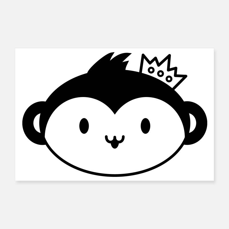 Couronne de singe - Tête de singe mignonne avec couronne Poster 30 x 20 cm