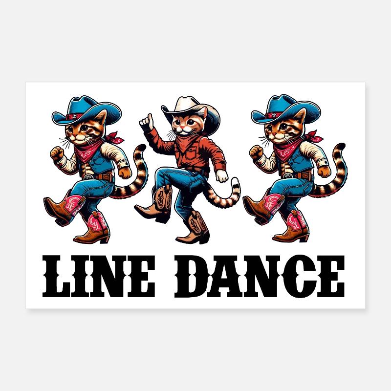 Drôles de chats dansant la danse en ligne Poster 30 x 20 cm