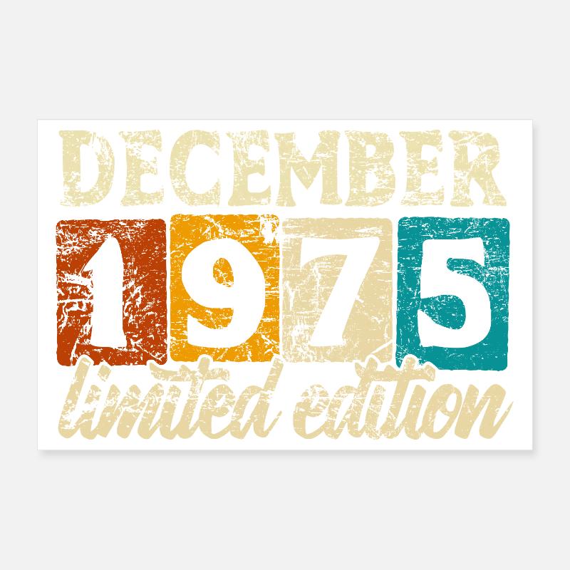 Édition limitée cadeau d’anniversaire de décembre 1975 Poster 30 x 20 cm