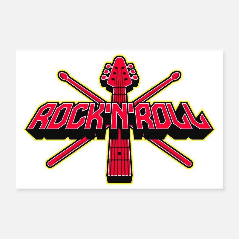 Emblème guitare et baguettes de Rock 'n' Roll Poster 30 x 20 cm