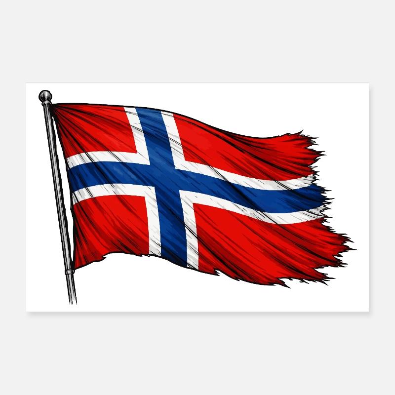 Norwegen Flagge Poster 30x20 cm