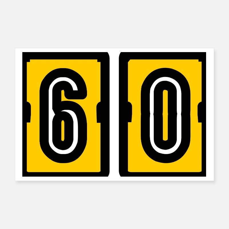 60. 60 YEARS. 60th ANNIVERSARY. 60TH BIRTHDAY. Poster 12" x 8" (30x20 cm)