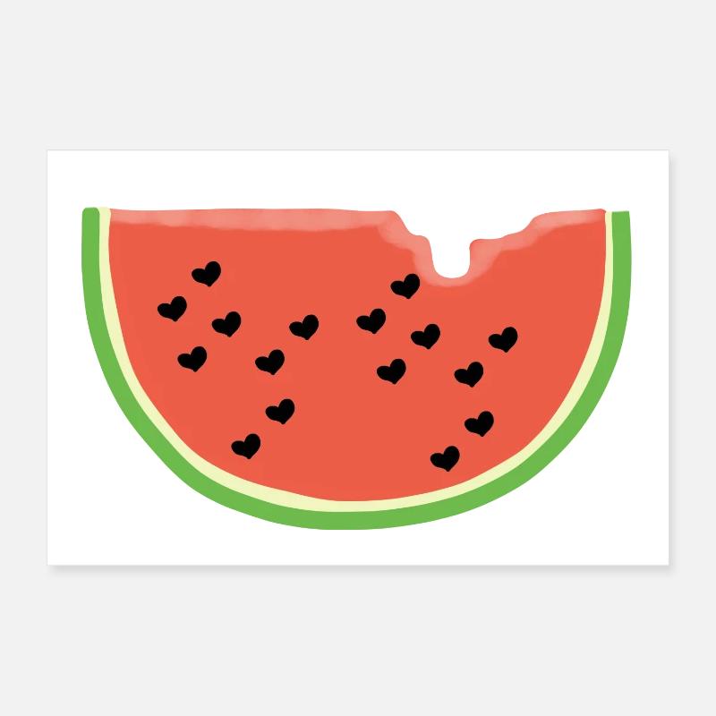 Melone mit Herz - Geschenk - Wassermelone - Comic Poster 30x20 cm