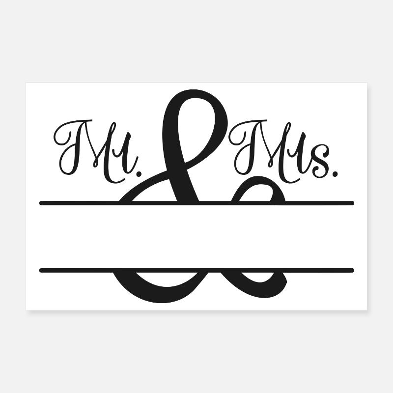 Mr. & Mrs. + Name to customize Poster 12" x 8" (30x20 cm)