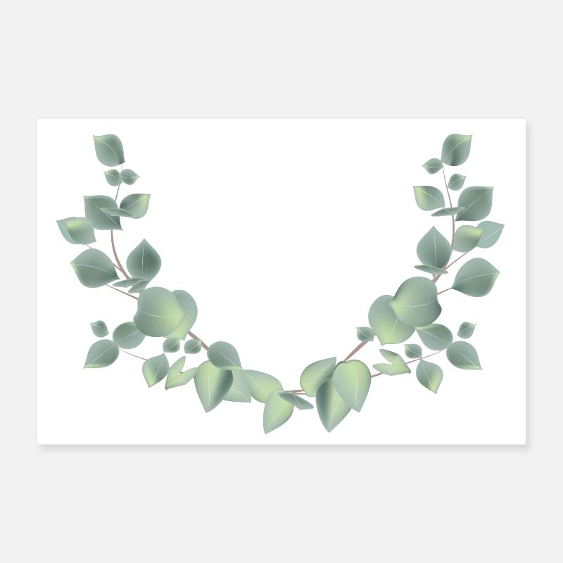 branches d'eucalyptus délicates comme une demi-couronne Poster 30 x 20 cm