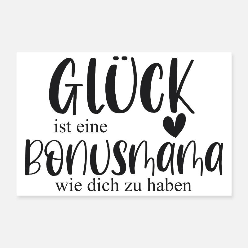 Bonusmama Muttertag Geschenk Mama Glück - Poster 30x20 cm - Weiß