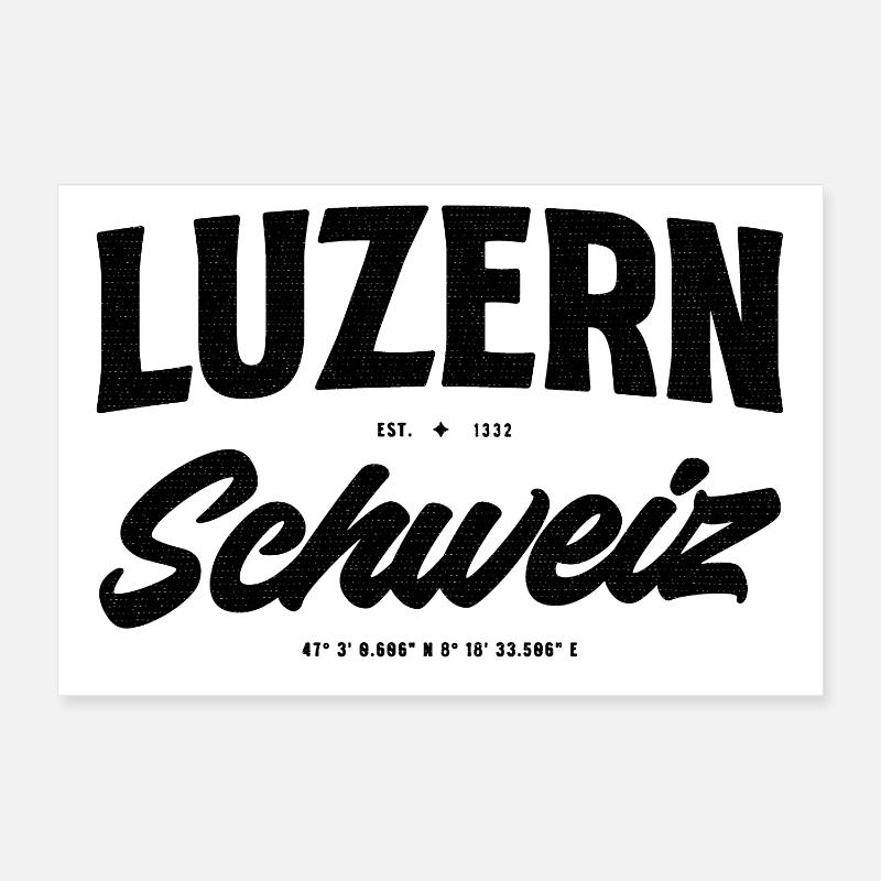 Lucerne Switzerland Design with coordinates Poster 12" x 8" (30x20 cm)