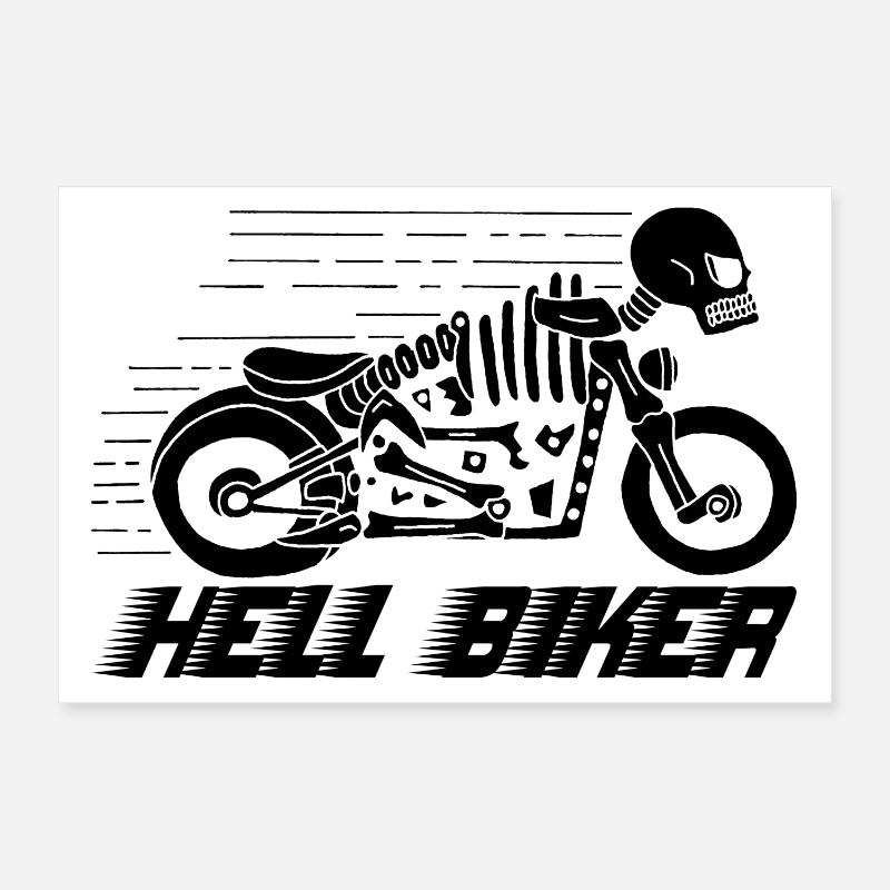 Motorcycle black skeleton Poster 12" x 8" (30x20 cm)