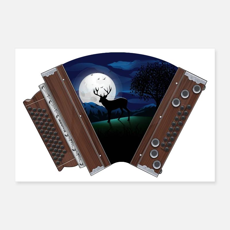 Styrian Accordion Moonlight | ZiachON! - Poster 12" x 8" (30x20 cm) - white