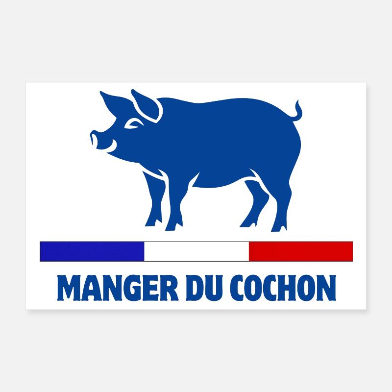 manger du cochon, boucher, boucherie - Poster 30 x 20 cm - blanc