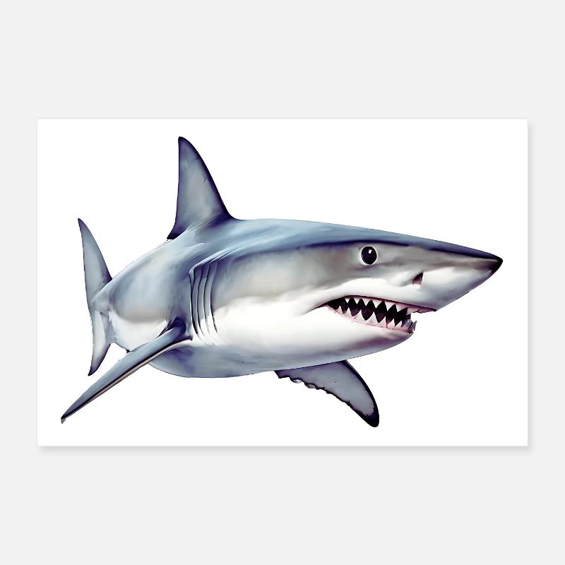 Hai - Poster 30x20 cm - Weiß
