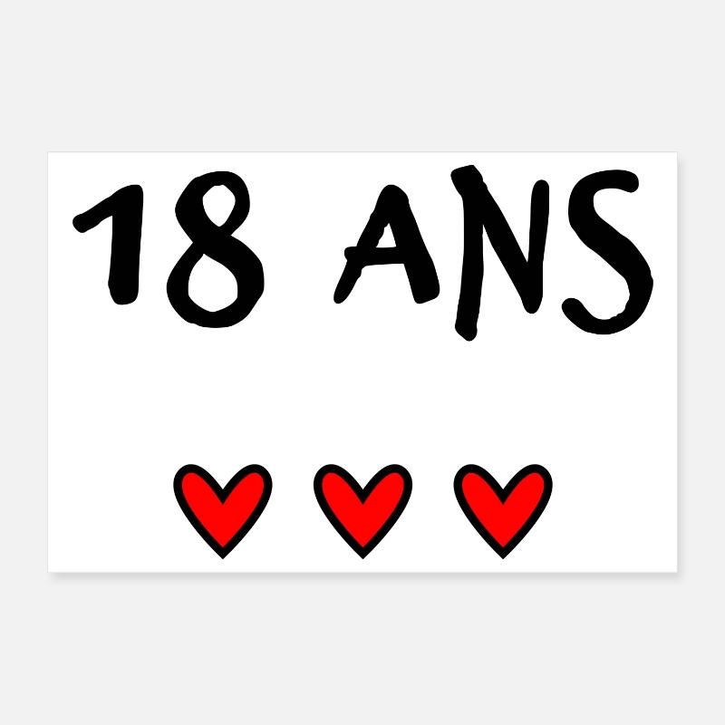 18. 18 ANS. 18e ANNIVERSAIRE. ANNIVERSAIRE 18 ANS. Poster 30 x 20 cm