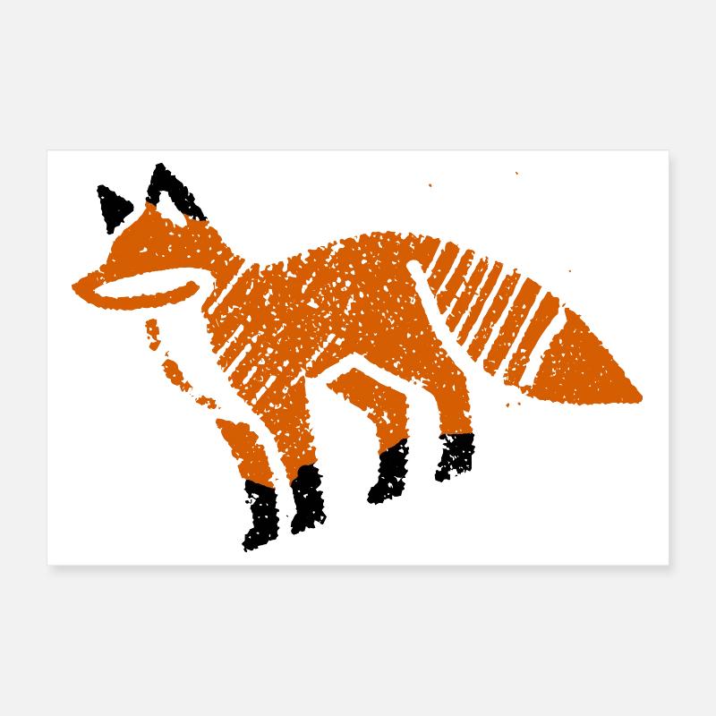 Renard rustique à l’aspect d’un timbre Poster 30 x 20 cm