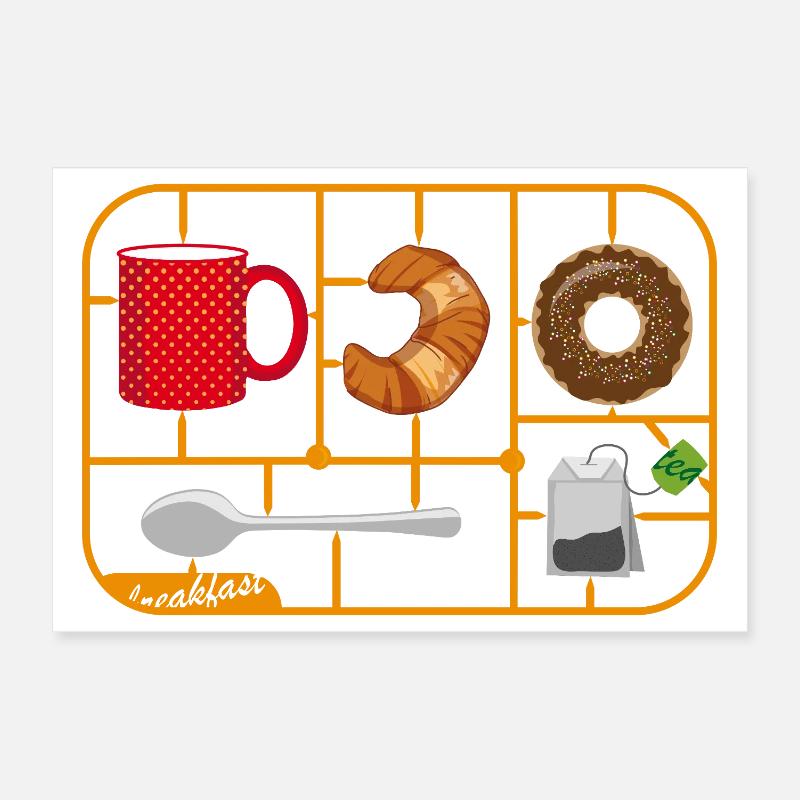 Breakfast kit with cup, croissant & Co Poster 12" x 8" (30x20 cm)