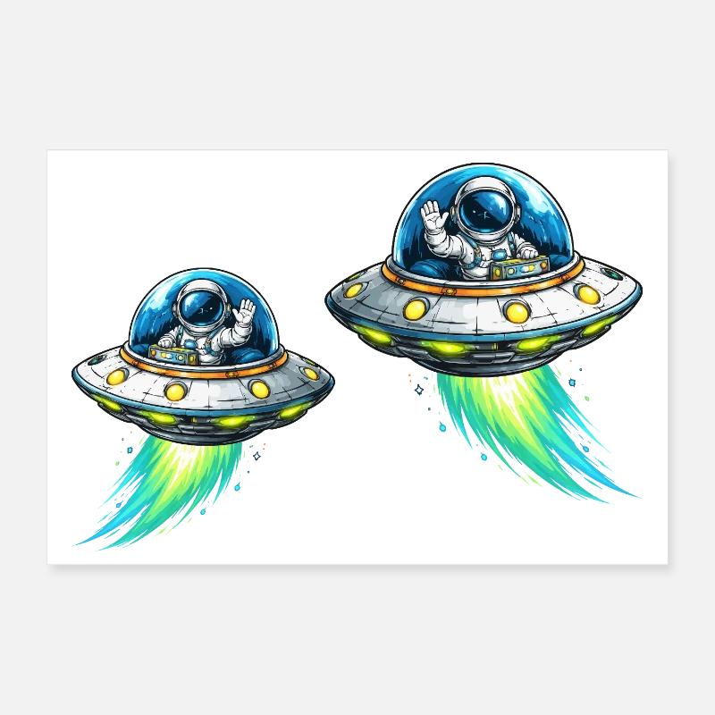 OVNI, astronautes, aventure spatiale Poster 30 x 20 cm