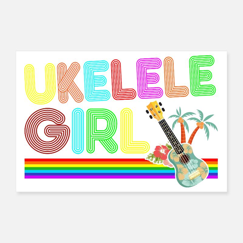 Hawaiian Ukulele Uke Retro 70s Poster 30x20 cm