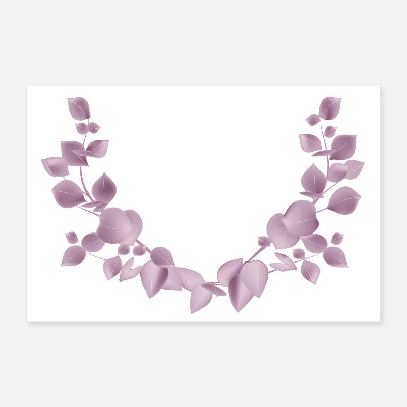 Delicate eucalyptus branches in dusky pink illustration Poster 12" x 8" (30x20 cm)