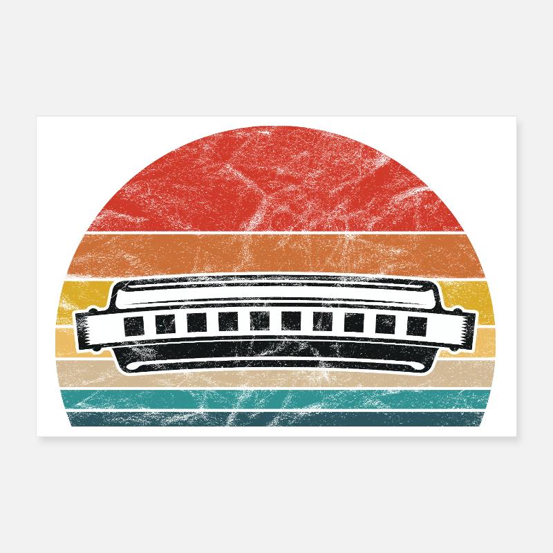 Harmonica Retro Vintage Poster 12" x 8" (30x20 cm)