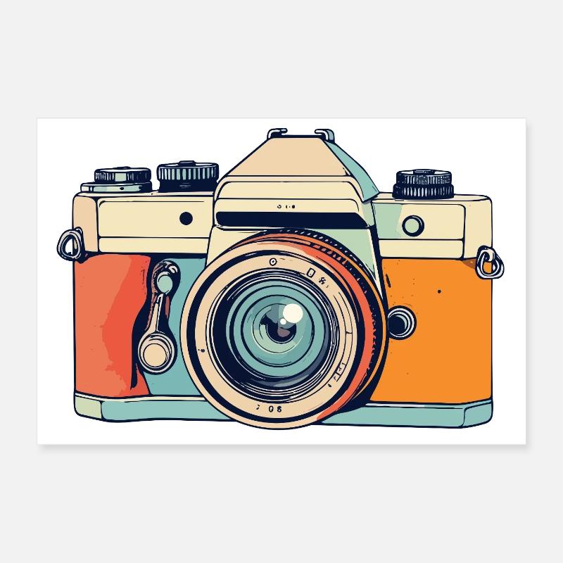 Retro SLR Camera Camera Camera Illustration Poster 12" x 8" (30x20 cm)