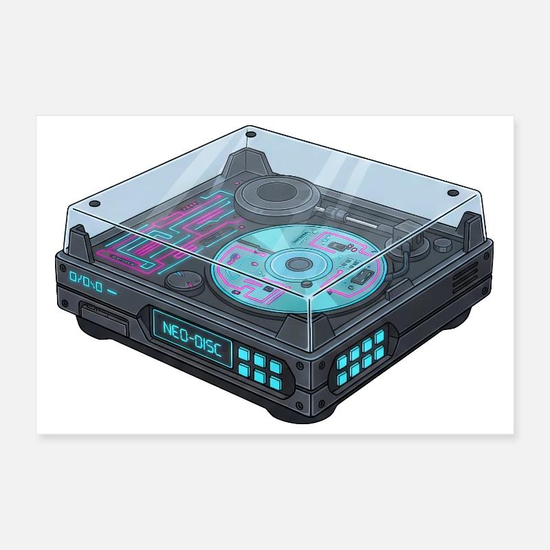 Futuristic Turntable Cool Modern Design Poster 12" x 8" (30x20 cm)