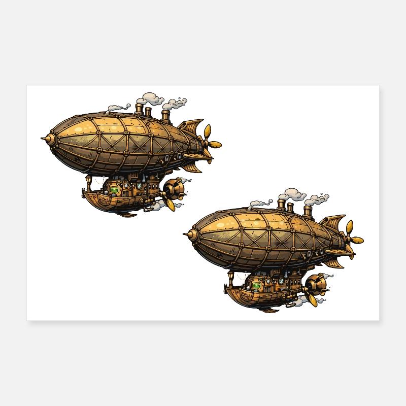 Steampunk Luftschiffe Zeppelin Poster 30x20 cm