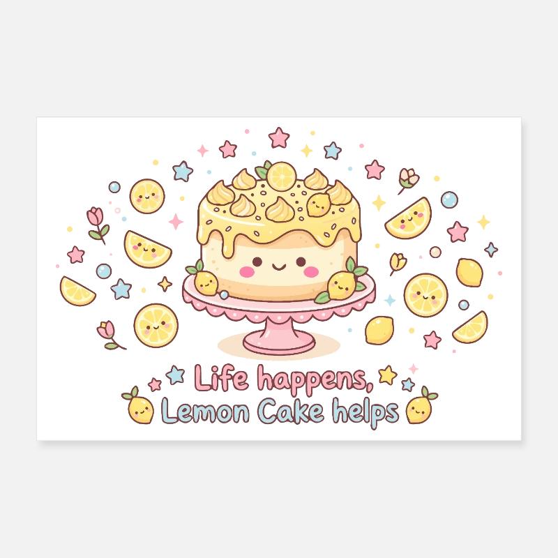 Life Happens Lemon Cake Helps Poster 30x20 cm