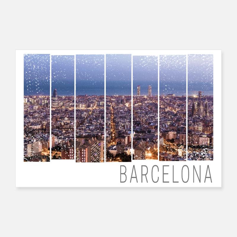 Barcelona in Katalonien mit Skyline Spanien Design Poster 30x20 cm