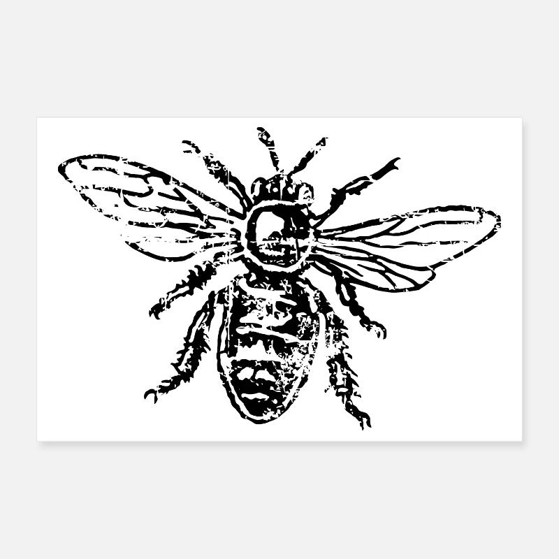 Bee Honeybee - Poster 12" x 8" (30x20 cm) - white