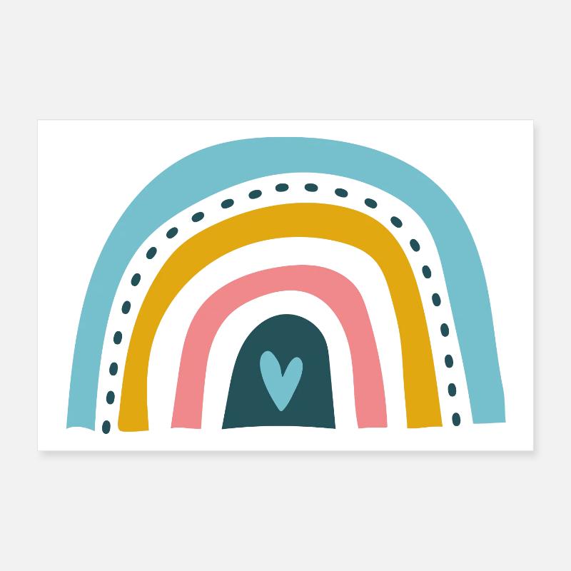 Rainbow with heart Poster 12" x 8" (30x20 cm)