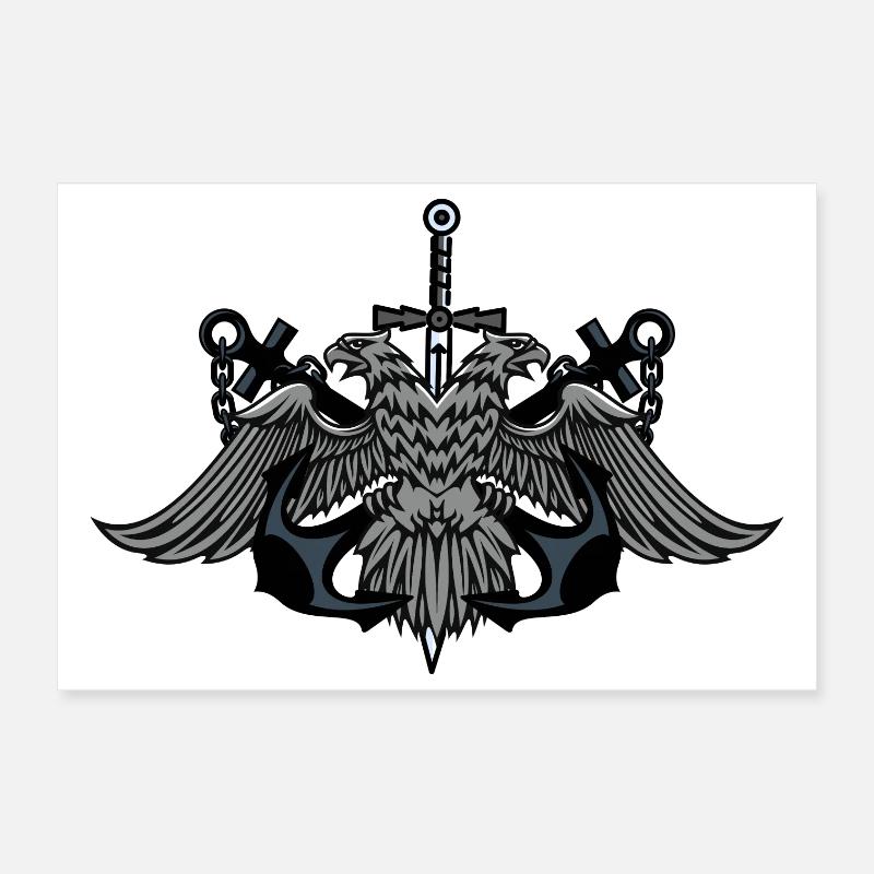 Blason de l’Aigle Jumeau avec épée Poster 30 x 20 cm