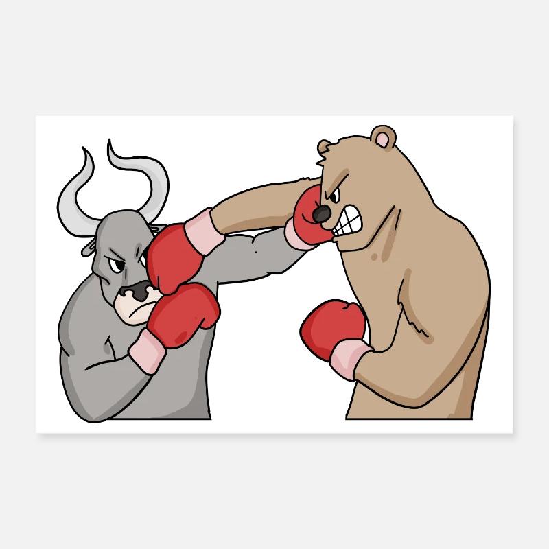 Actions Trading d’actions Cours des actions Taureau Ours Poster 30 x 20 cm