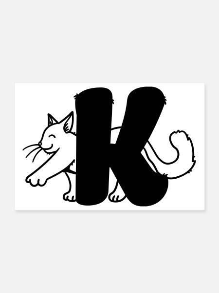 Cat Letter K - Poster 12" x 8" (30x20 cm) - white - Front