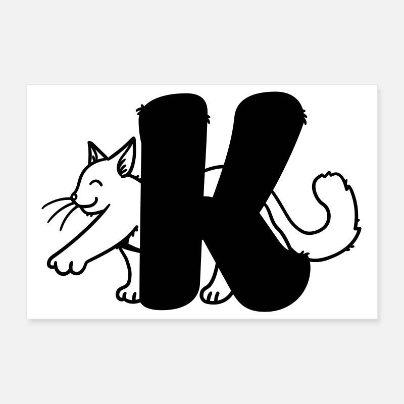 Lettre K chat Poster 30 x 20 cm