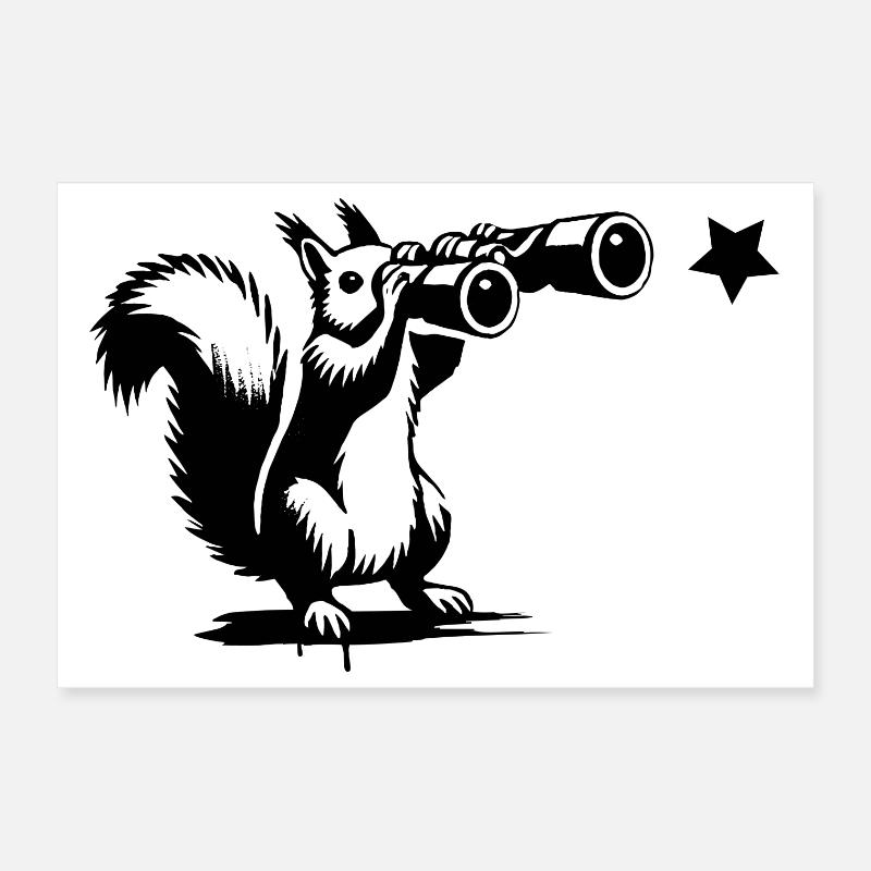 Eichhörnchen mit Fernglas– Suche nach den Sternen Poster 30x20 cm