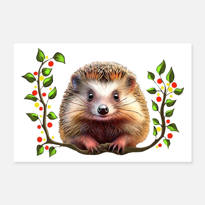 Hérisson Festif de Noël Poster 30 x 20 cm